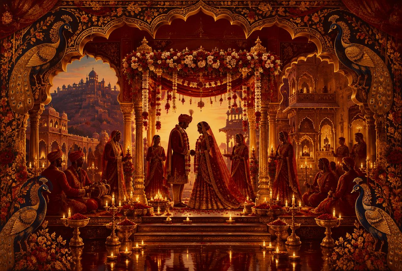 Golden Peacock — Rajasthani Royal Indian wedding website theme